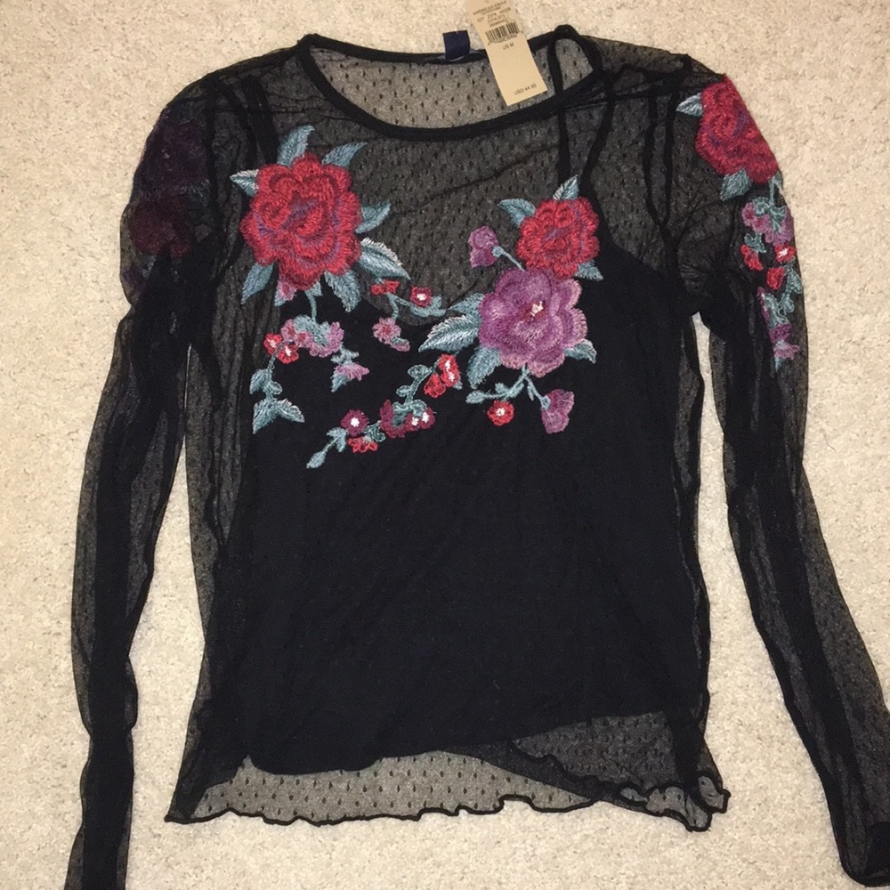 American Eagle shear floral shirt